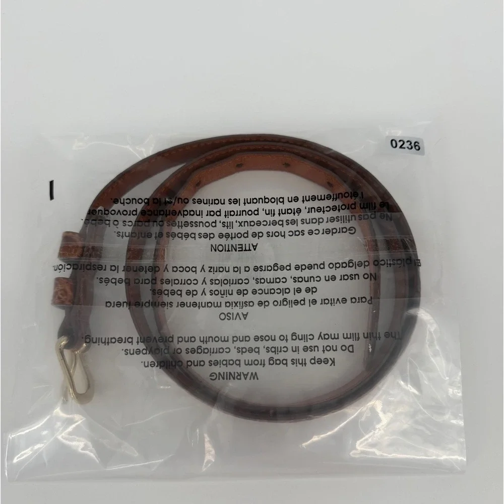 Banana Republic Womens Brown Italian Leather Croc Embossed Belt Gold Buckle